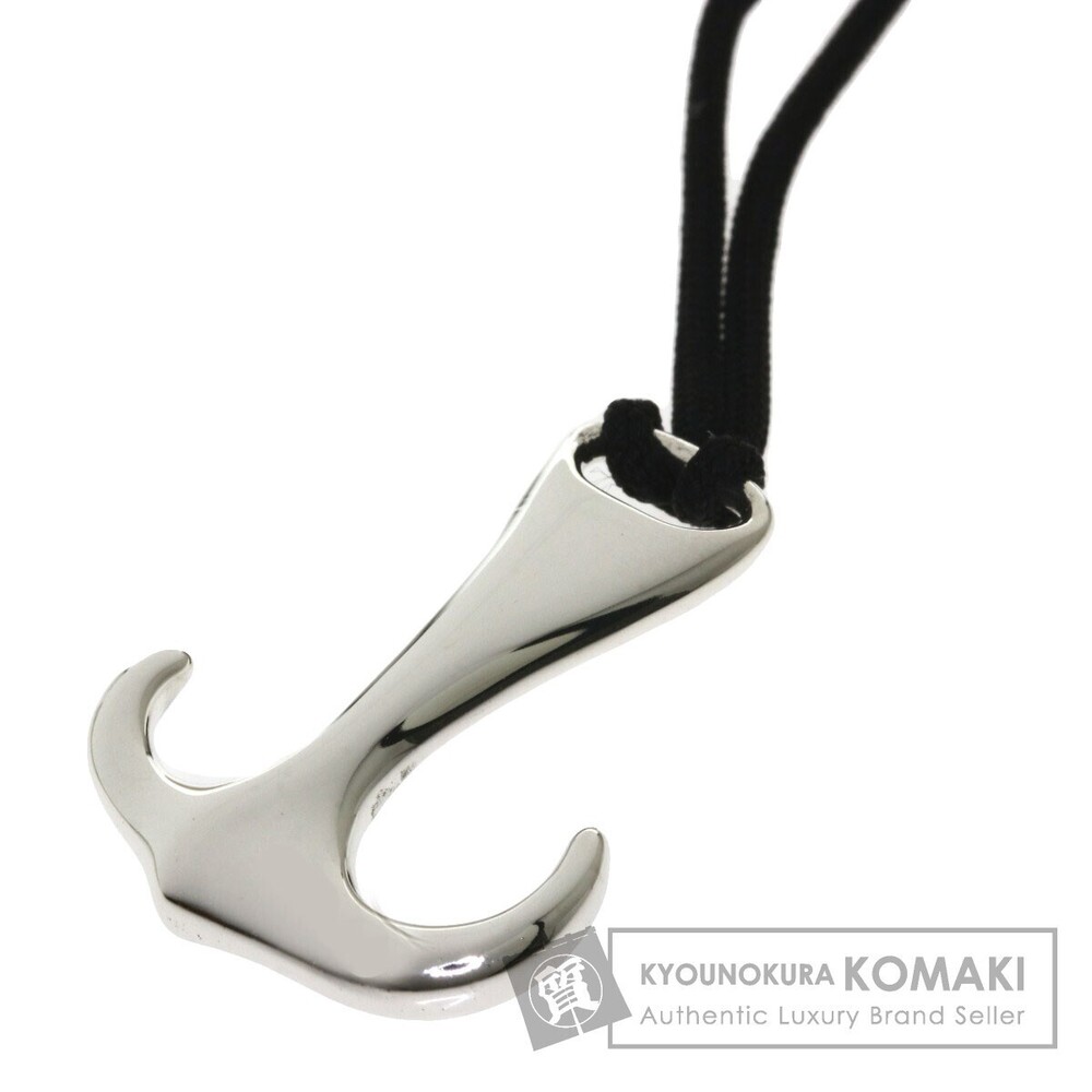 Tiffany Co Anchor Pendant Black Cord Silver - Picture 2 of 5